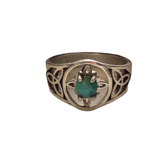 Ring, Turquoise and Sterling Silver Ring, Celtic Design, NEW, size 8.5, Handmade - Picture 2 of 9